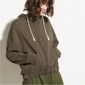 VINCE Half-Zip Hooded cotton jacket